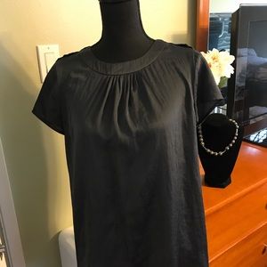 Ann Taylor Loft dark blue silk blouse